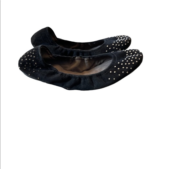 STUART WEITZMAN Black suede ballet slippers with gold beads Size 8.5 - Picture 3 of 10